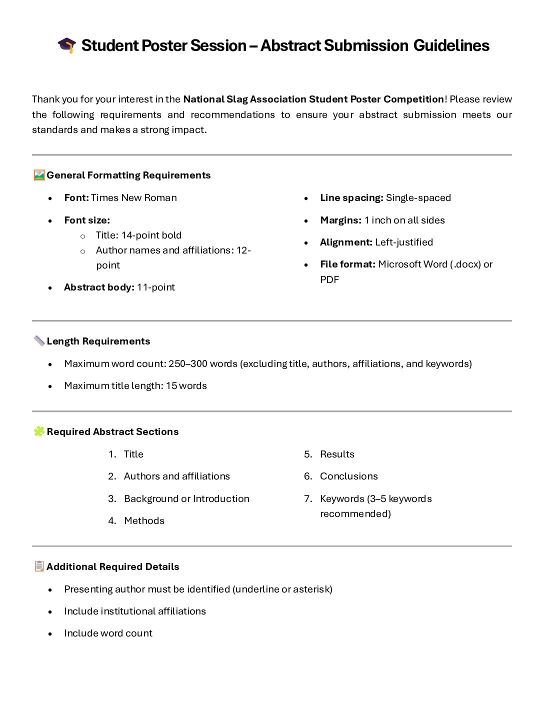 Poster Abstract Submission Guidelines